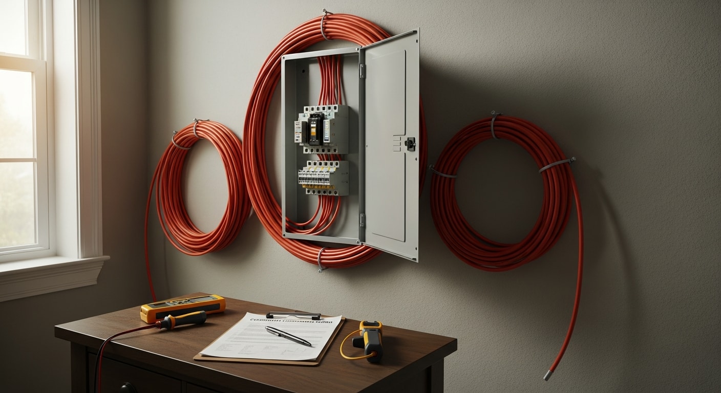 Licensed electrician performing electrical work in a home